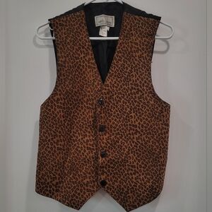 Men's Erez Levy 100% Leather Cheetah Vest Size Small